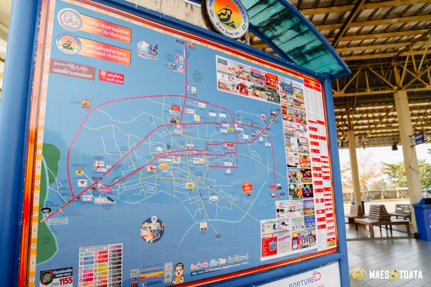 แผนที่ท่องเที่ยวแม่สอด สถานีขนส่งผู้โดยสาร อำเภอแม่สอด จังหวัดตาก ชายแดนไทย-พม่า