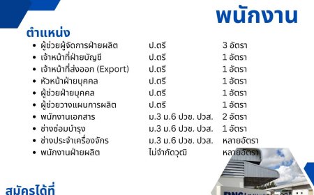 บริษัท บีเอ็นซี แม่สอด รับสมัครพนักงานหลายตำแหน่ง