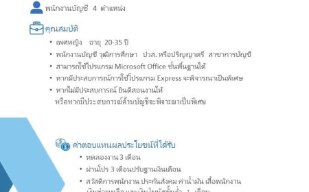 บริษัท สหเอเชียการบัญชี  รับสมัครพนักงานบัญชี 4 อัตรา