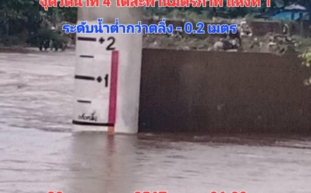 เทศบาลตำบลท่าสายลวด ตรวจวัดระดับความสูงน้ำเมย