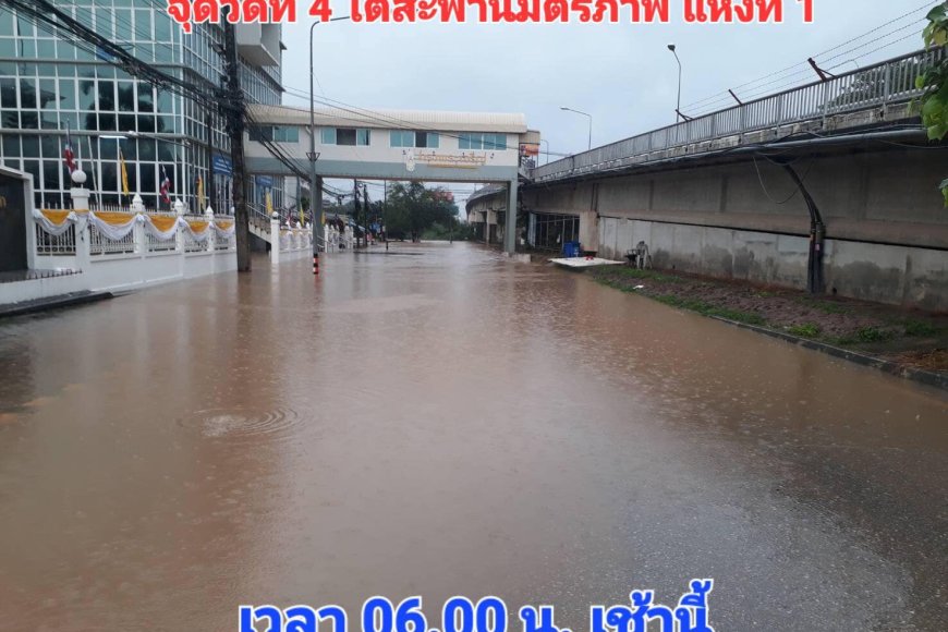 เทศบาลตำบลท่าสายลวด ตรวจวัดระดับความสูงน้ำเมย