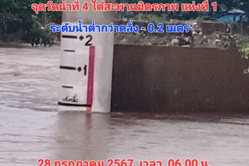 เทศบาลตำบลท่าสายลวด ตรวจวัดระดับความสูงน้ำเมย 