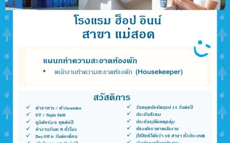 รับสมัครพนักงานทำความสะอาดห้องพัก โรงแรมฮ็อปอินน์ สาขาแม่สอด