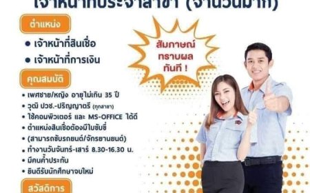รับสมัครพนักงานสินเชื่อ ศรีสวัสดิ์ สาขาหน้ารพ.แม่สอด