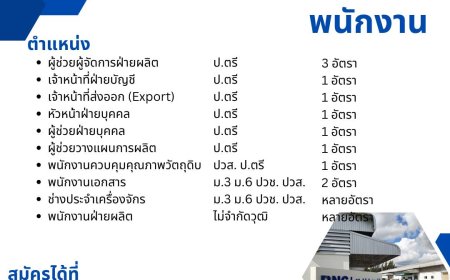 บริษัท บีเอ็นซี แม่สอด รับสมัครพนักงานหลายตำแหน่ง