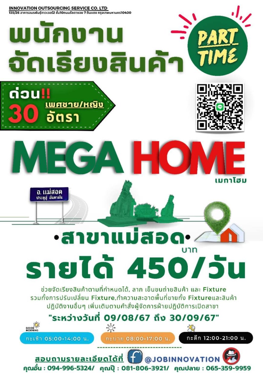 เปิดรับสมัครงาน เจ้าหน้าที่ set up renovate HOME PRO สาขาแม่สอด