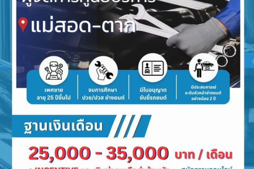 FIT AUTO เปิดรับสมัคร ผู้จัดการศูนย์บริการ  แม่สอด - ตาก