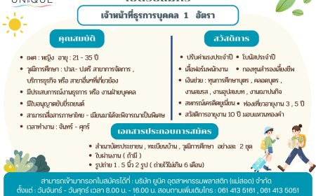 รับสมัครเจ้าหน้าที่ธุรการบุคคล 1 อัตรา บริษัท ยูนิค อุตสาหกรรมพลาสติก
