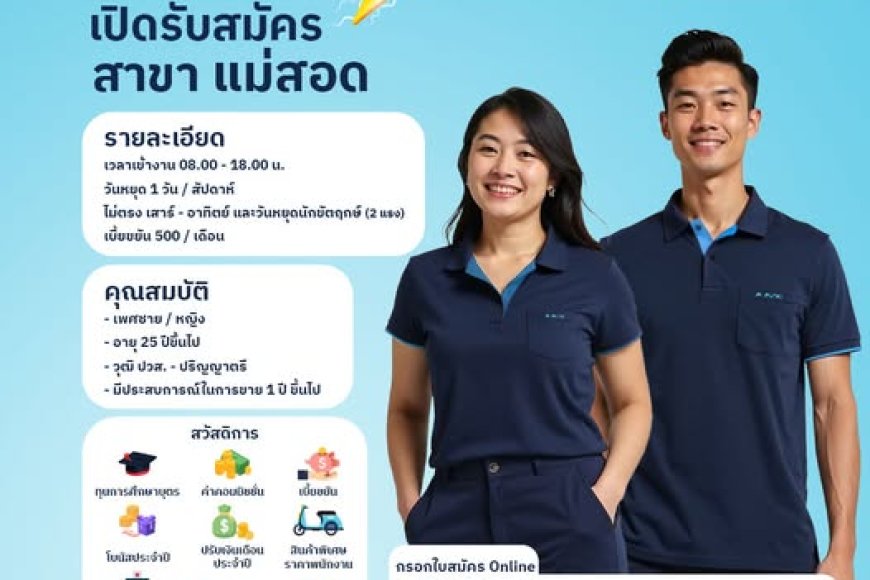ประกาศรับสมัครงาน พนักงาน สาขาแม่สอด (สบายรถไฟฟ้า)