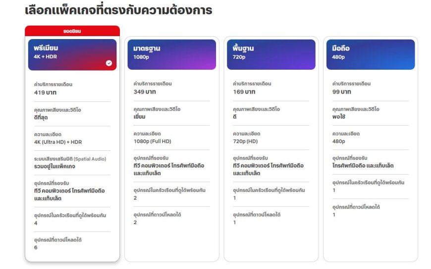 ภาพอัพเดทแพ็คเกจล่าสุดสำหรับปี 2025 netflix