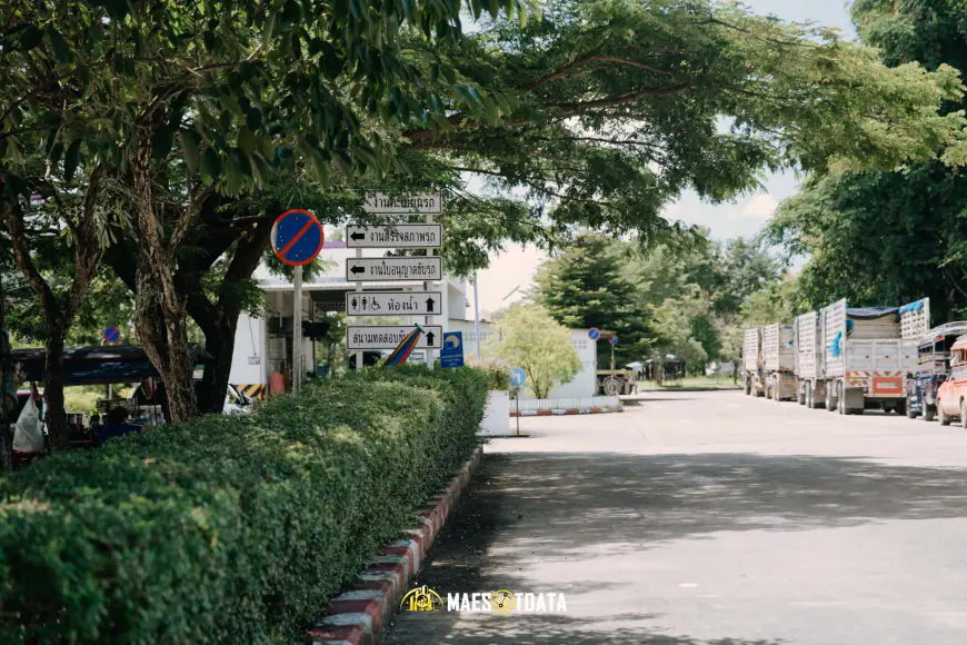 บรรยกาศทางเข้าสำนักงานขนส่งจังหวัดตาก อำเภอแม่สอด -  maesotdata
